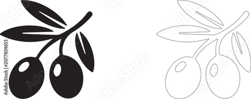 Tableau sur toile Olive branch vector icon, organic oil symbol, mediterranean food and wellness an