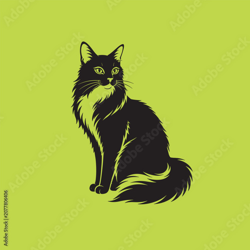 Foto Turkish angora cat logo vector art silhouette illustration mockup template