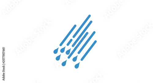 Minimalist Blue Raindrop Icon Depicting Weather Element on a Bright White Backdrop