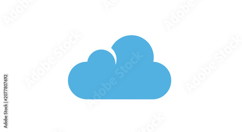 Minimalist cloud icon design in azure blue color on a white background, clean and simple