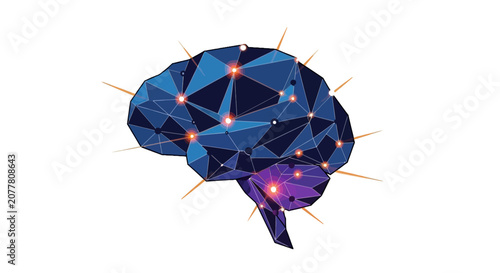 Artificial intelligence brain with glowing neural network nodes