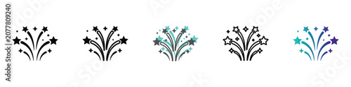 Obraz na plátne Collection of graphic representations of fireworks, featuring star shapes and ce