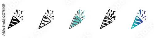 Obraz na plátně A collection of five different party popper icons, each with unique styles and c