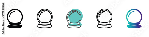 Canvas-taulu A set of five distinct crystal ball icons, each rendered in a different style fr