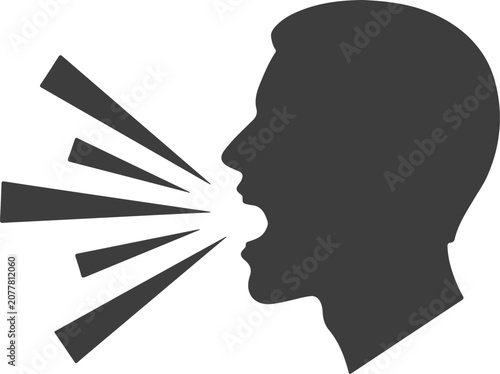 Obraz na płótnie Silhouette of a man shouting or speaking loudly