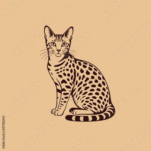 Photography Ocicat cat icon vector art silhouette illustration.