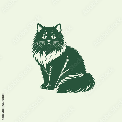 Fotografía British longhair cat icon vector art mockup template.