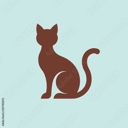 Obraz na plátně Havana brown cat logo design silhouette illustration.