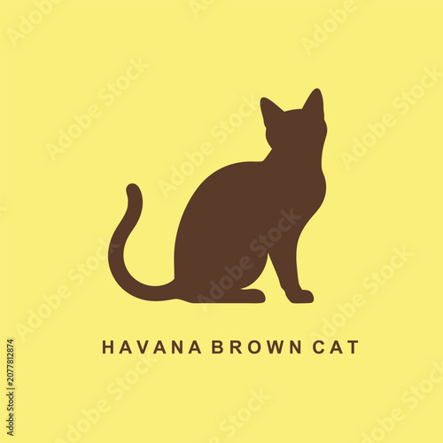 Tableau sur toile Havana brown cat icon vector art silhouette illustration template