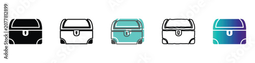 Konstfotografi A set of five distinct chest icons, each representing a different artistic inter