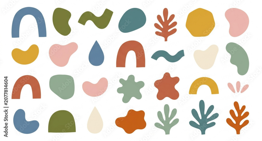 Fototapeta premium Minimal flat organic abstract shapes vector collection