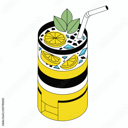 Refreshing lemonade drink with ice and fresh mint garnish lemonade beverage refreshing