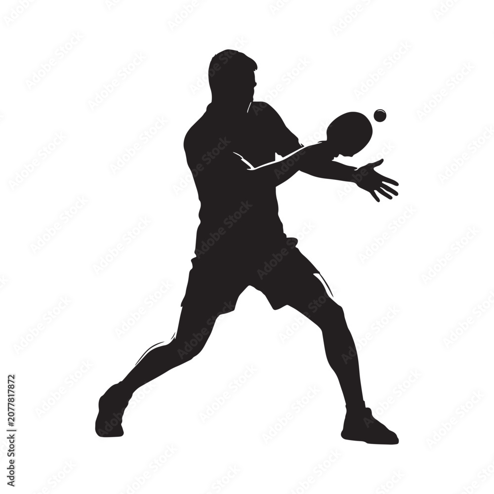 Obraz premium Table tennis player silhouette against a white background dynamic sports illustration