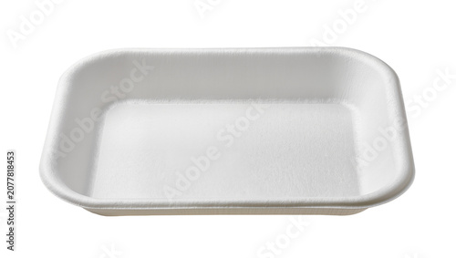 фотографія Empty white rectangular styrofoam food tray, isolated on transparent background