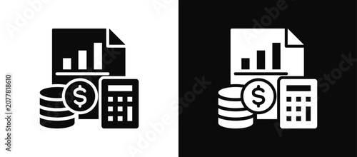 Photos Profit Planning icon set black and white