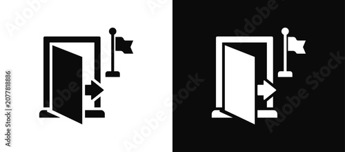Bild auf Leinwand Exit Strategy icon set black and white