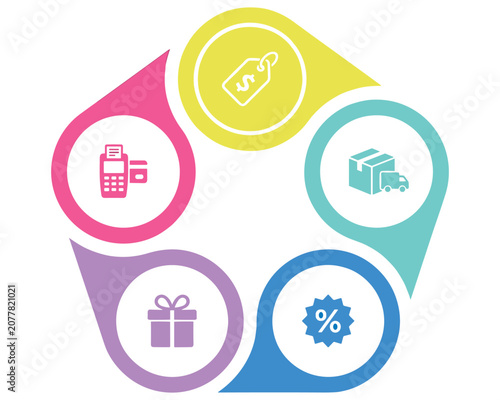 Colorful Icons Showcase Business Payment And Delivery Concepts.