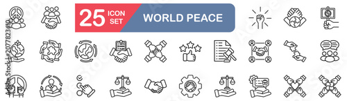 Schilderij op canvas World Peace set of web icons in line style