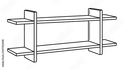 Minimalist Bookshelf Outline Vector