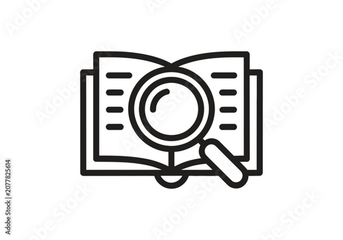 Foto Book Research Magnifier Study Search Information Icon Vector Illustration