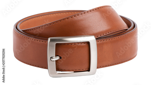 Fényképezés Brown leather belt with silver buckle