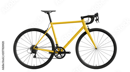 Canvastavla Yellow road bicycle with black wheels and components