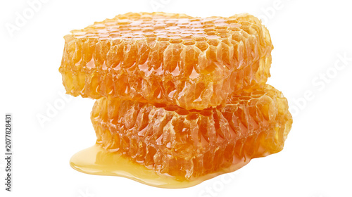 Cuadro en lienzo Honeycomb pieces with dripping honey