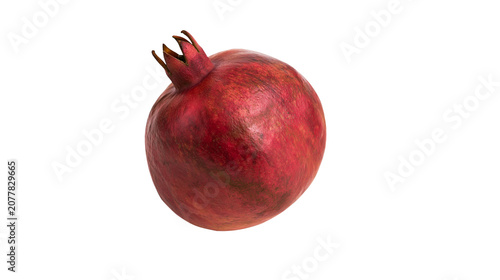 Canvas Print Ripe red pomegranate with crown-like calyx