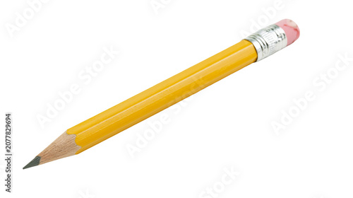 Fotografía Yellow wooden pencil with pink eraser and metal ferrule