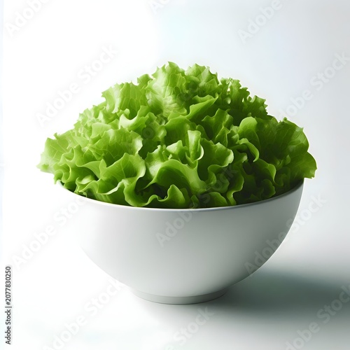  bowl of fresh green salad with lettuce leaves only, no dressing, no toppings, clean white background, soft lighting, minimal healthy food concept, isolated