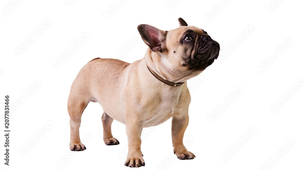 Obraz premium Fawn French Bulldog Standing and Looking Up