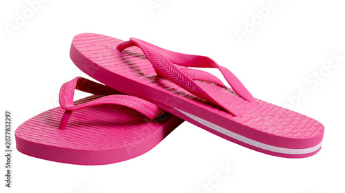 Canvastavla Bright pink flip-flops with textured soles and white stripes
