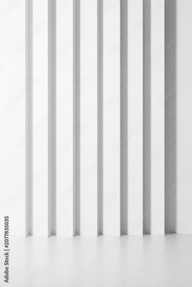 Fototapeta premium Minimalist white vertical panel design.
