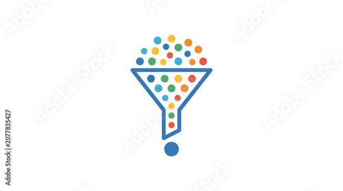 Tableau sur toile Marketing sales funnel icon with colorful lead generation particles