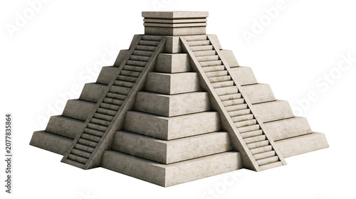 Photos Stone Mayan pyramid with steep stairs on four sides