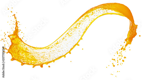 Canvas Print Orange juice splash wave with droplets