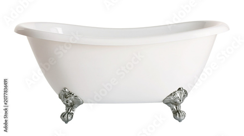Schilderij op canvas White clawfoot bathtub with ornate silver feet