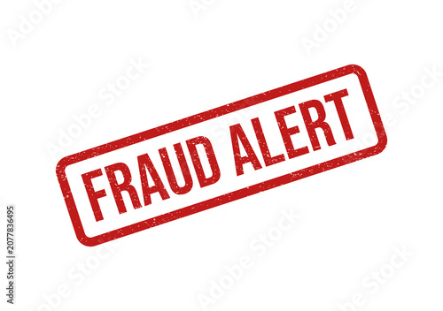 Red grunge rubber stamp with text fraud alert