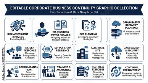 Photography Corporate business continuity graphic collection, two-tone blue disaster recover