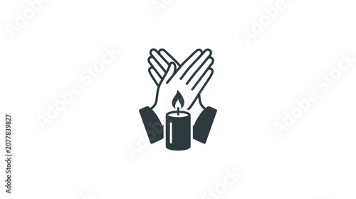 Obraz na płótnie Praying Hands Candlelight Icon: Hope, Faith, Remembrance, Grief, Spirituality