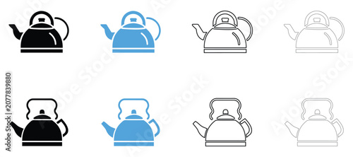 Foto Whistling kettle vector icon, tea coffee pot kettle symbol vector, silhouette an