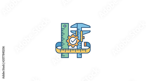 Cuadro en lienzo Precision Measurement Tools, Engineering, and Quality Control Icon