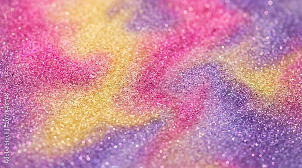 Fototapeta premium Abstract Background of Blended Pink Yellow and Purple Glittering Dust Texture