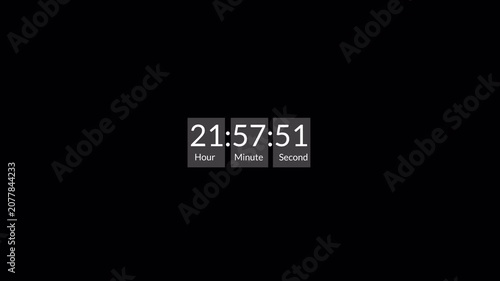 One day countdown timer animation in one minute with transparent background, 24 hours countdown in 60 second with alpha channel in 4k.