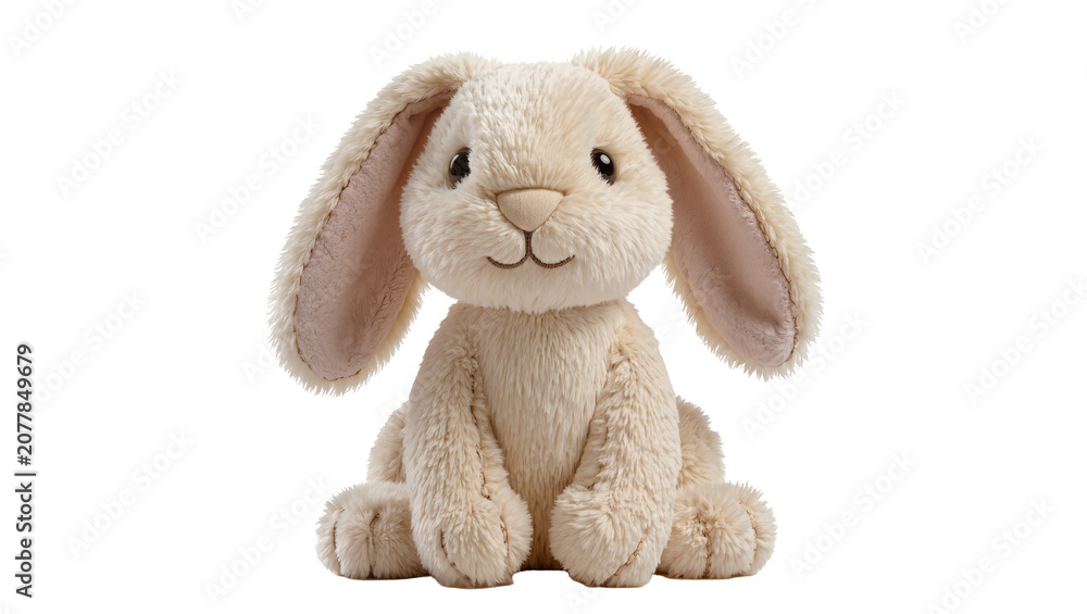 Fototapeta premium Fluffy beige plush bunny toy sitting