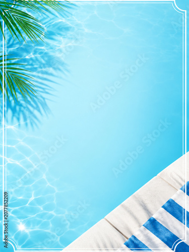Clean Minimalist Summer Poster Background with Tropical Beach Elements