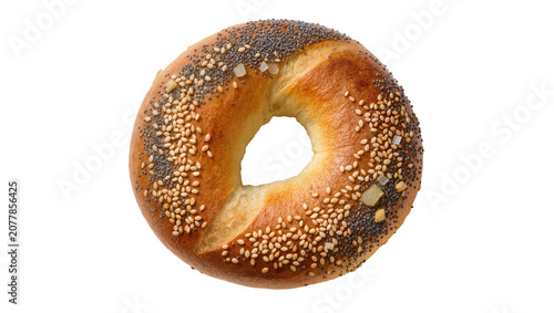 Obraz na plátne Sesame poppy seed bagel with onion pieces