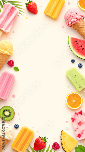 Clean Minimalist Summer Poster Background with Tropical Beach Elements