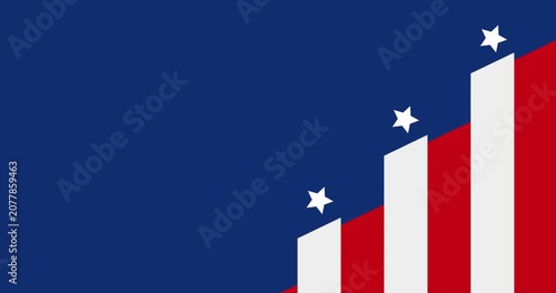 Copy space animation and background decoration in navy blue, red, and white, symbolizing the United States flag.