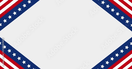 Copy space animation and background decoration in navy blue, red, and white, symbolizing the United States flag.